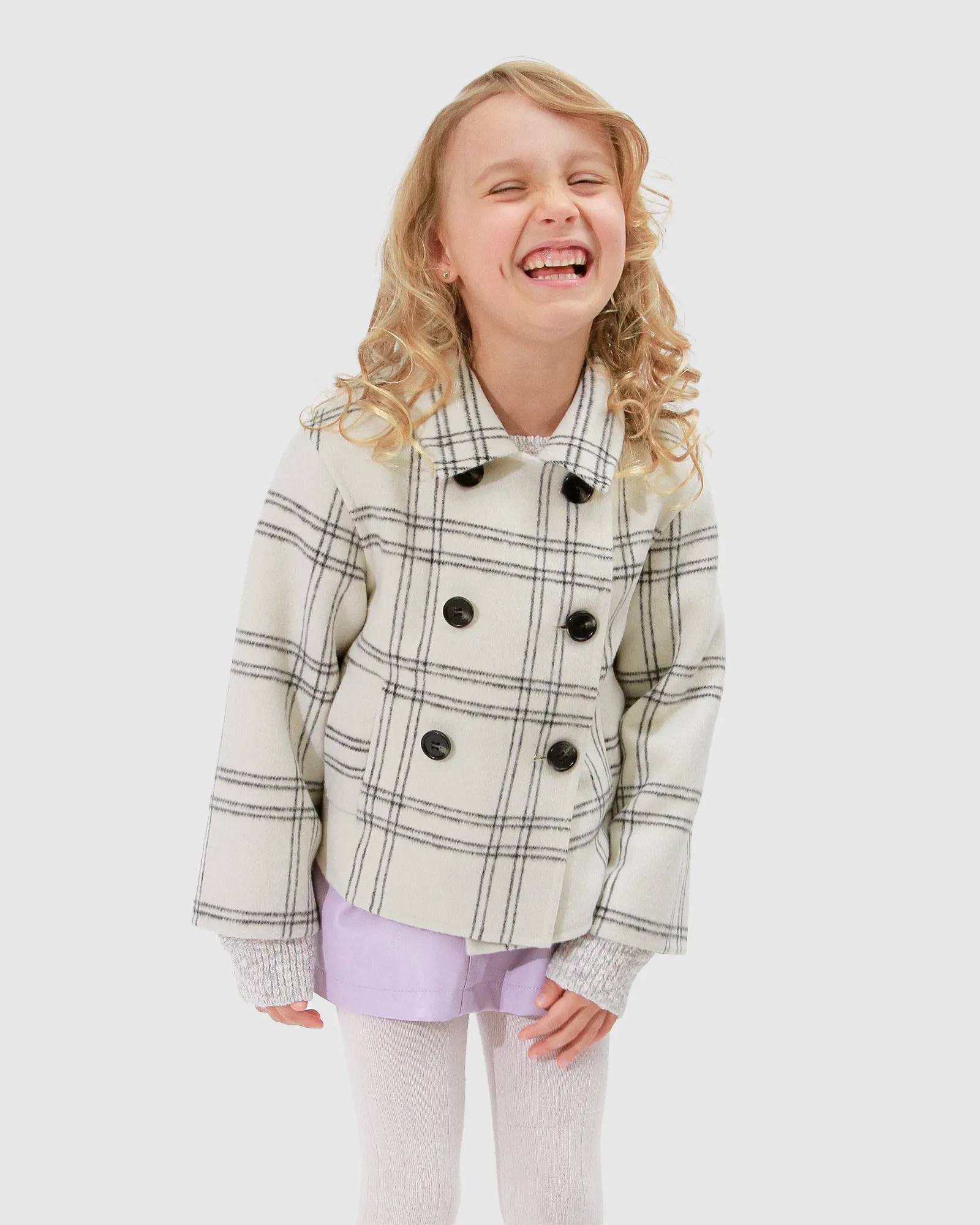 Adore You Wool Blend Peacoat - Cream Check