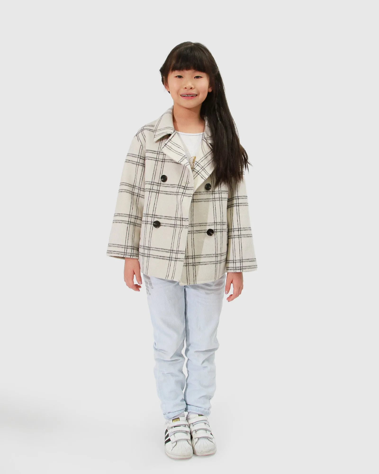 Adore You Wool Blend Peacoat - Cream Check