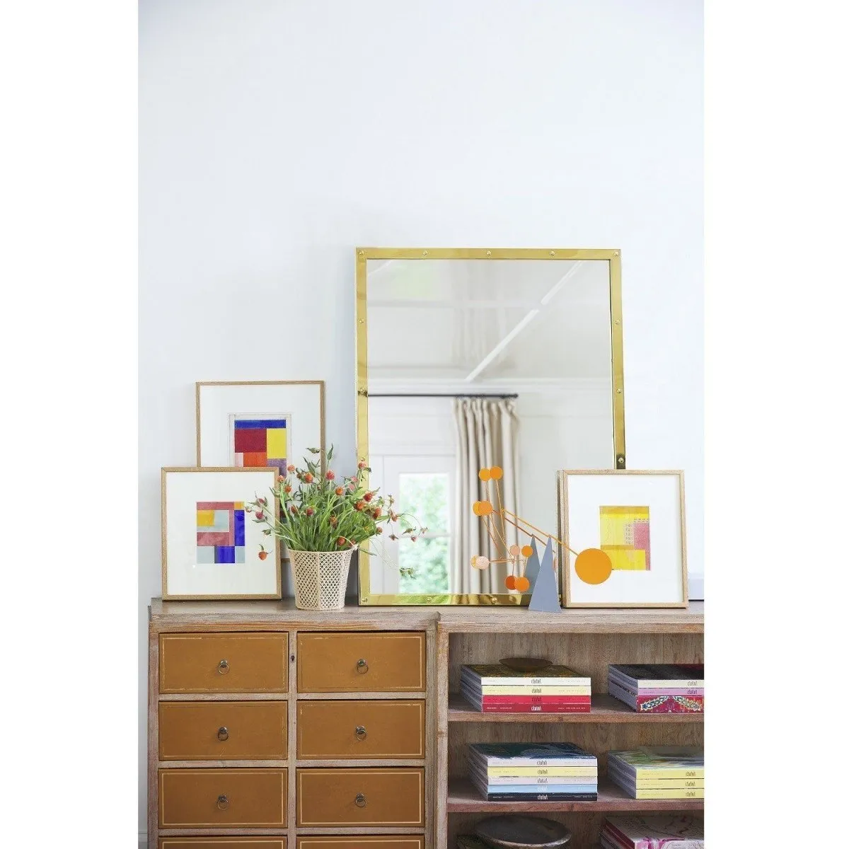 Burnished Brass Wall Mirror by Suzanne Kasler
