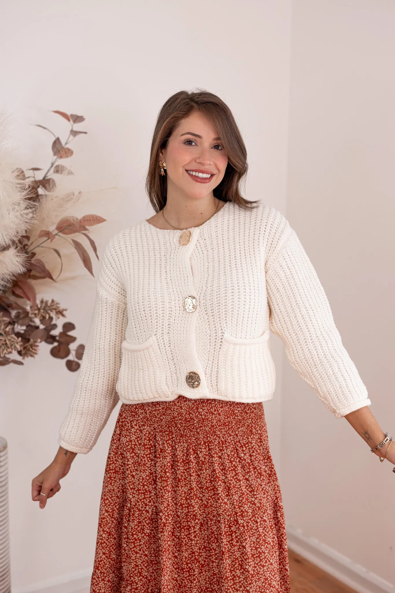 Chunky Beige Sweater Cardigan