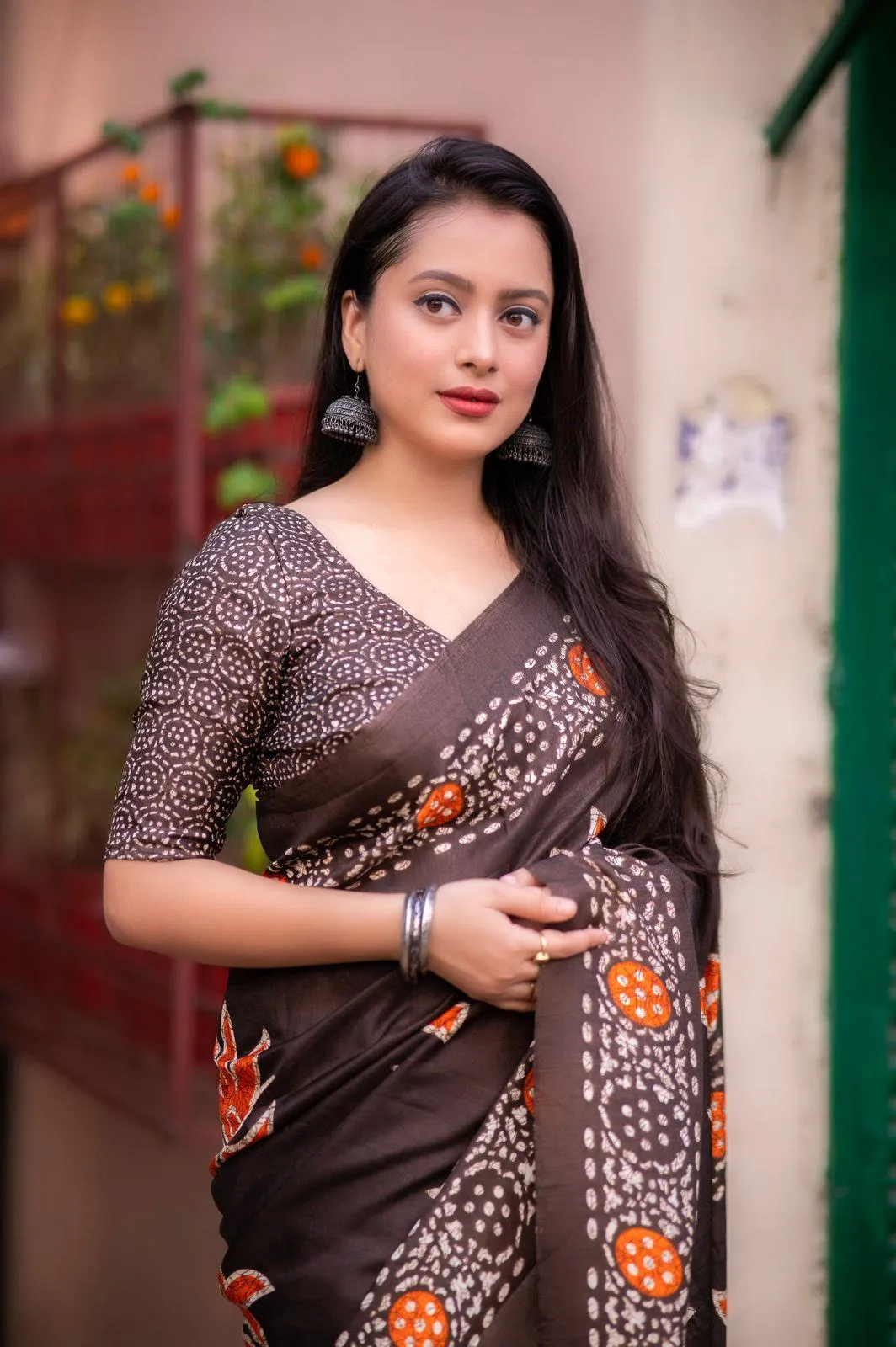 Coffee Silk Blend Ethnic Motifs Saree with Unstitched Blouse - A2M