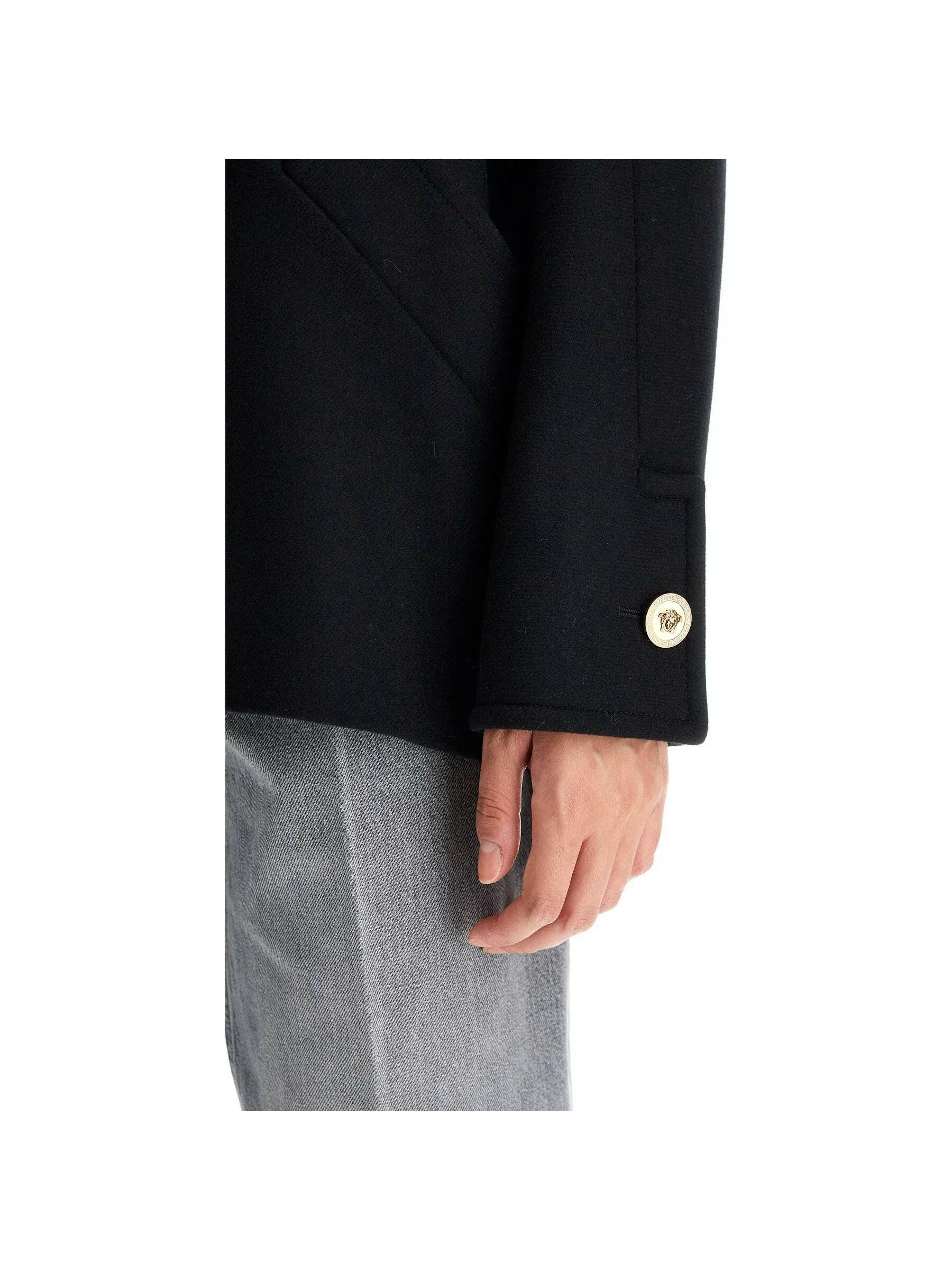 Double-Breasted Cocoon Wool Peacoat