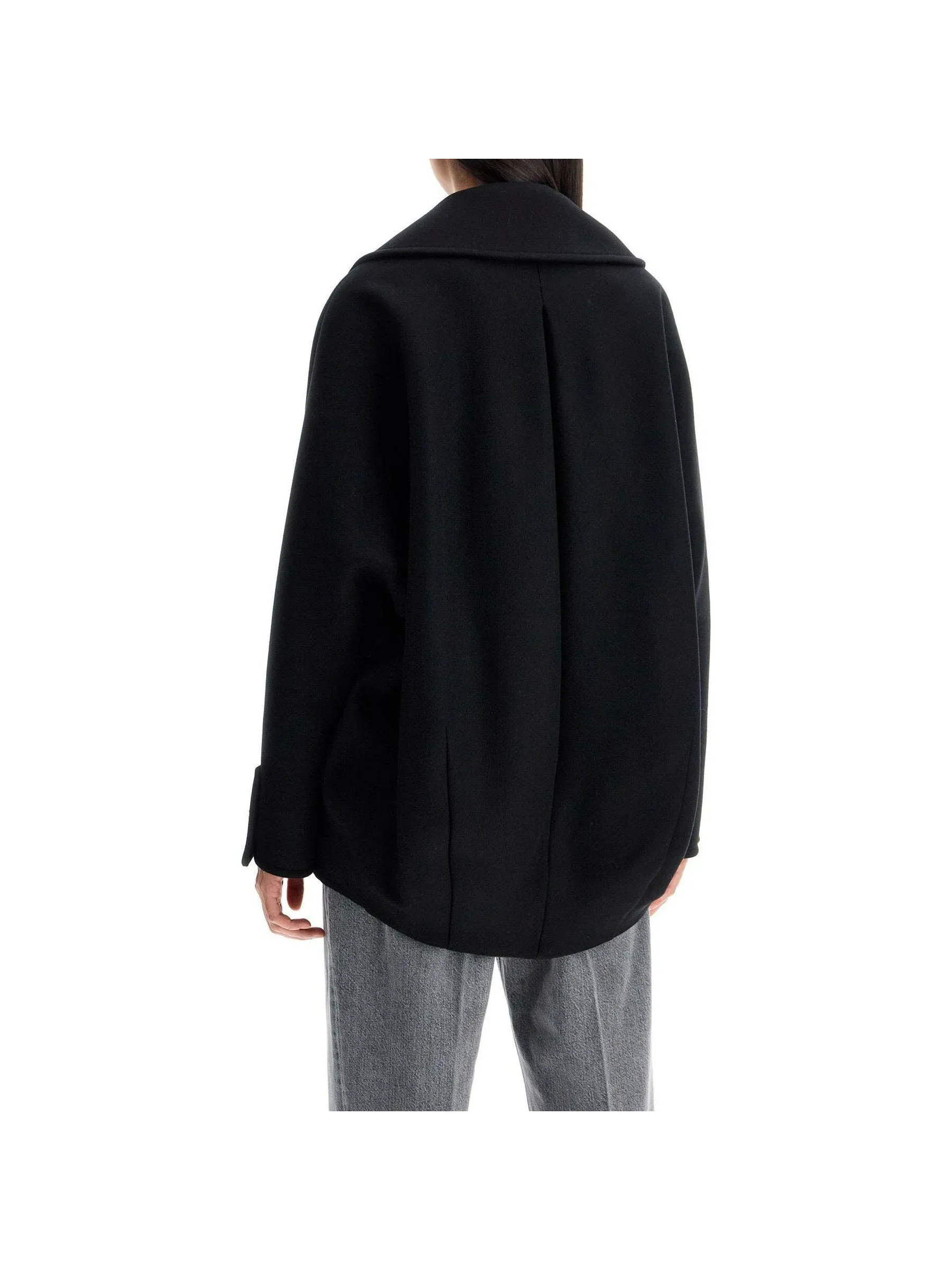Double-Breasted Cocoon Wool Peacoat
