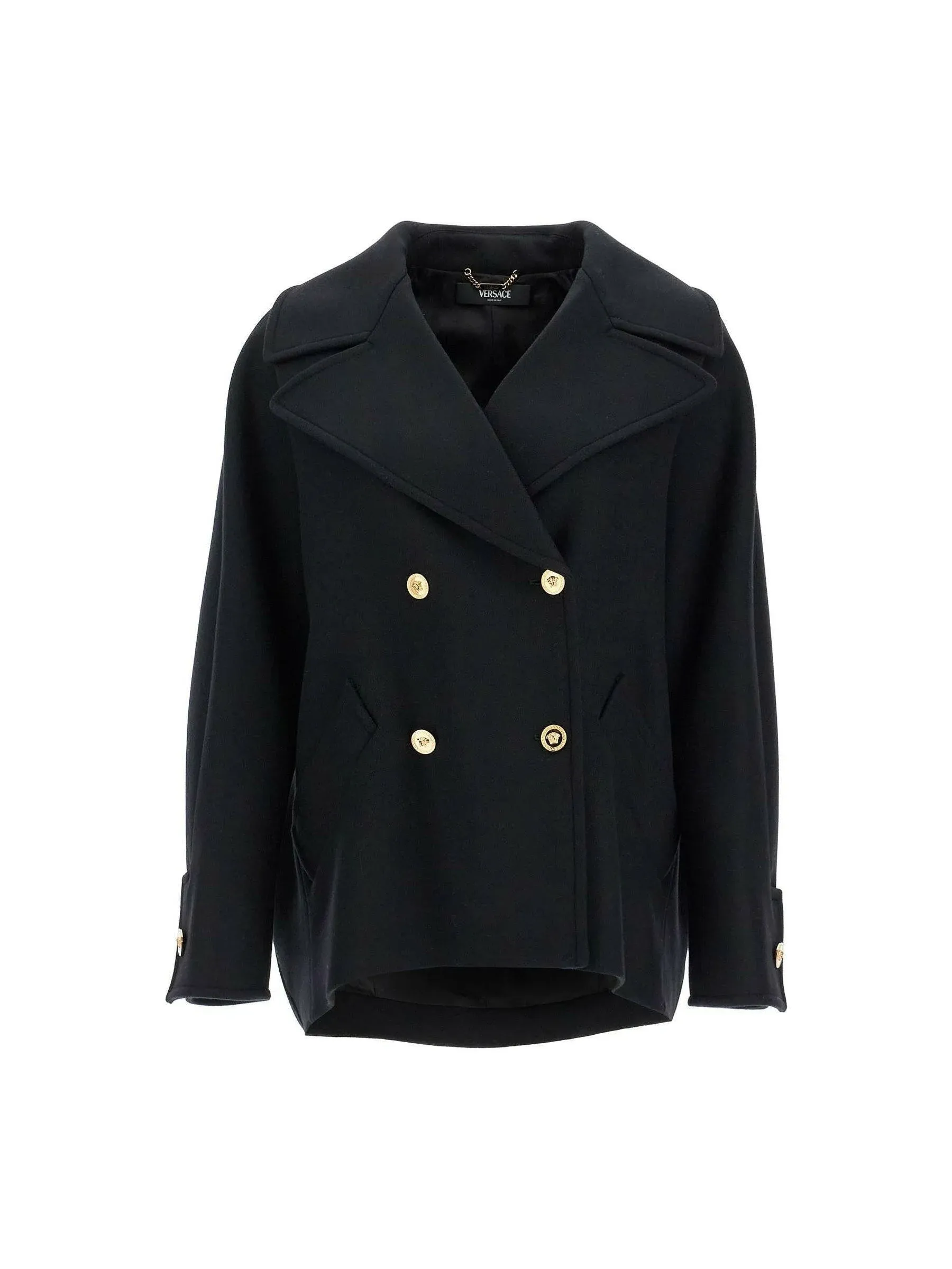 Double-Breasted Cocoon Wool Peacoat
