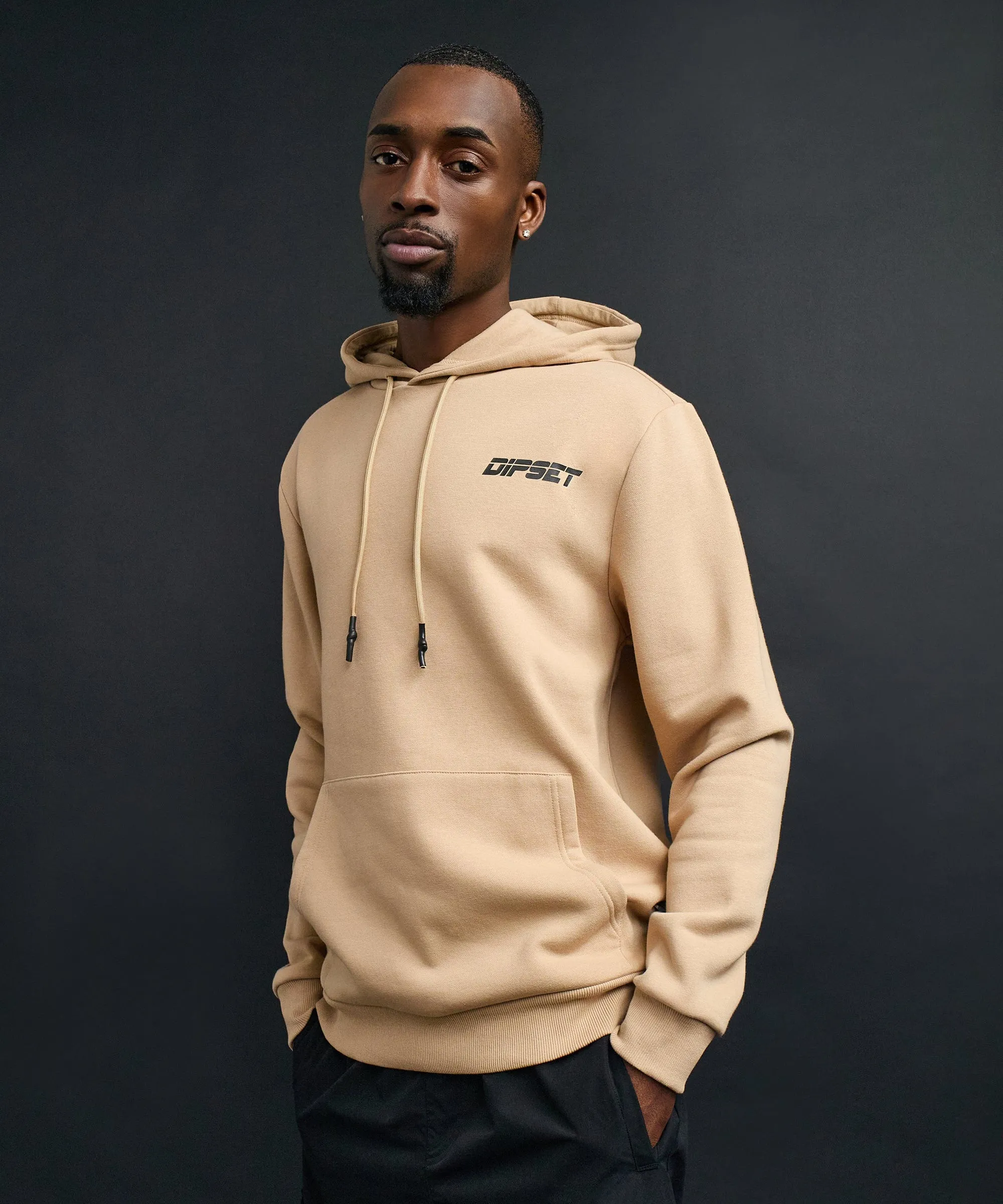 Eagle Back Print Hoodie - Khaki