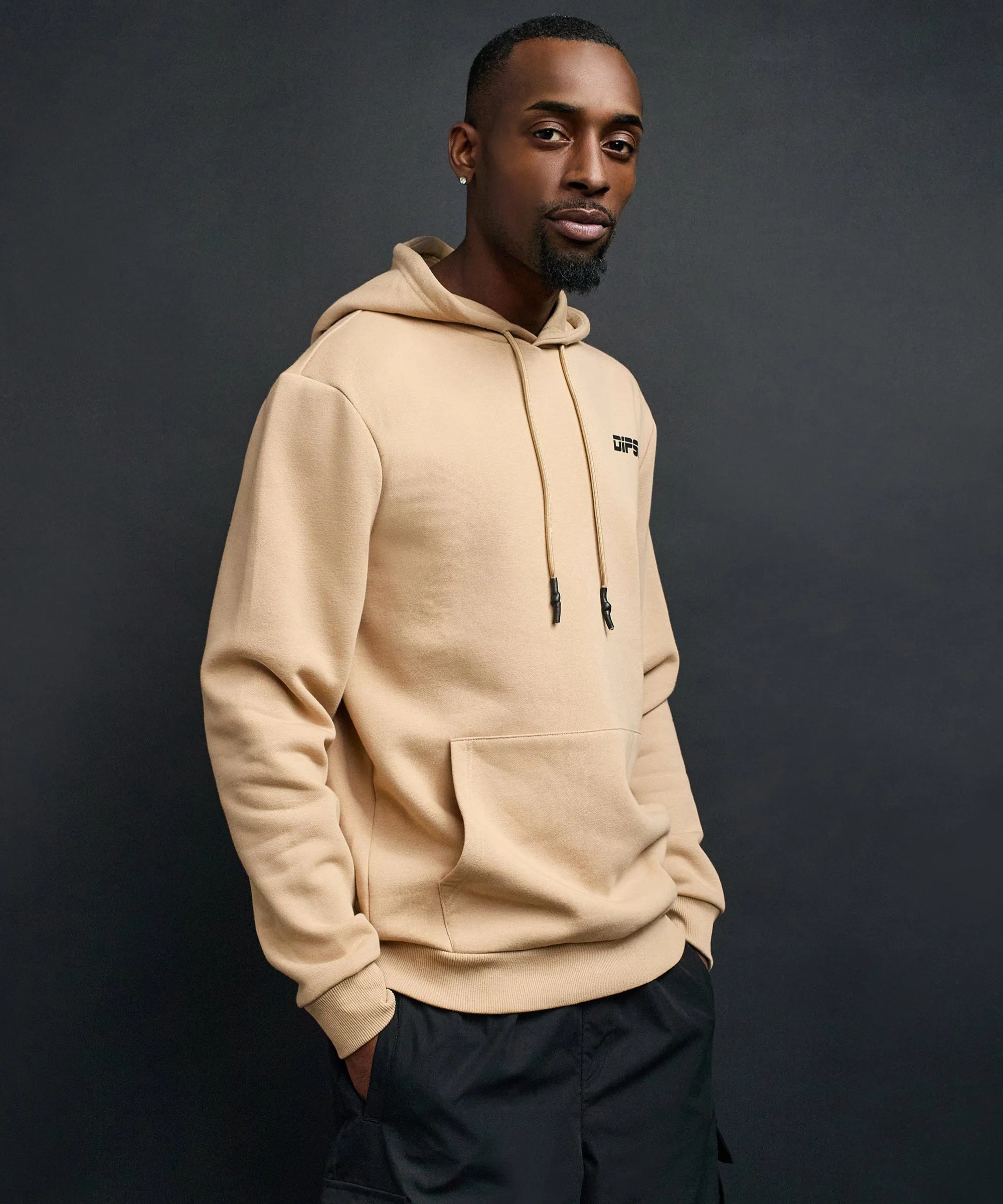 Eagle Back Print Hoodie - Khaki