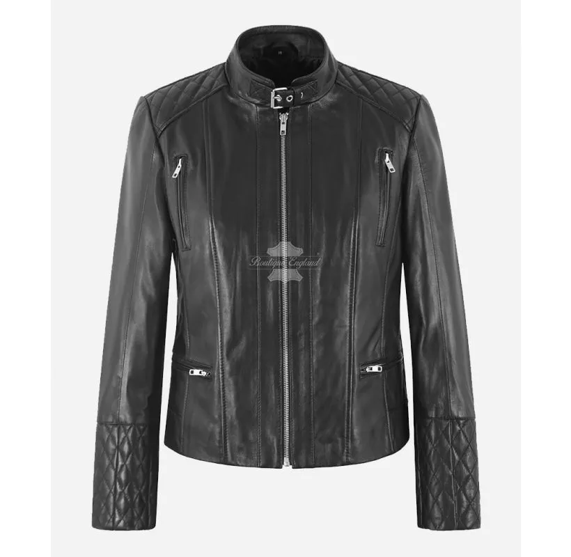 ELISSA Ladies Jacket Women Fitted Black Fashion Leather Jacket