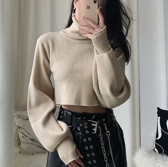 FashionKova - Chunky Knit Cropped Sweater