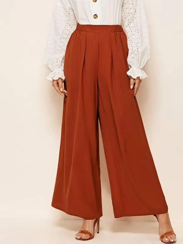 Fold Pleated Wide Leg Pants