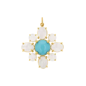 Genuine Turquoise Moonstone Fleur Charm
