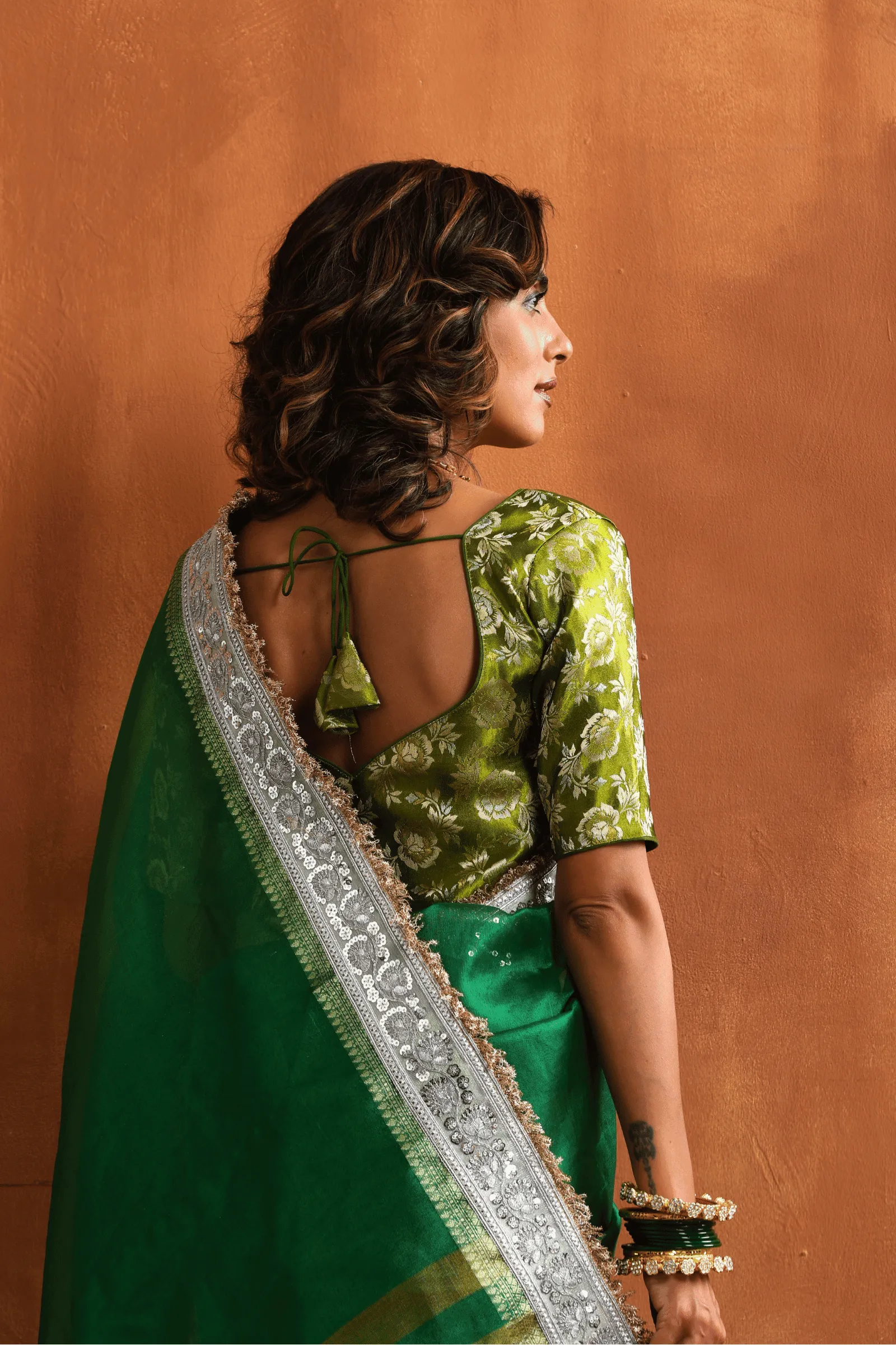 Hariyali Banarasi Readymade Blouse with Sleeves