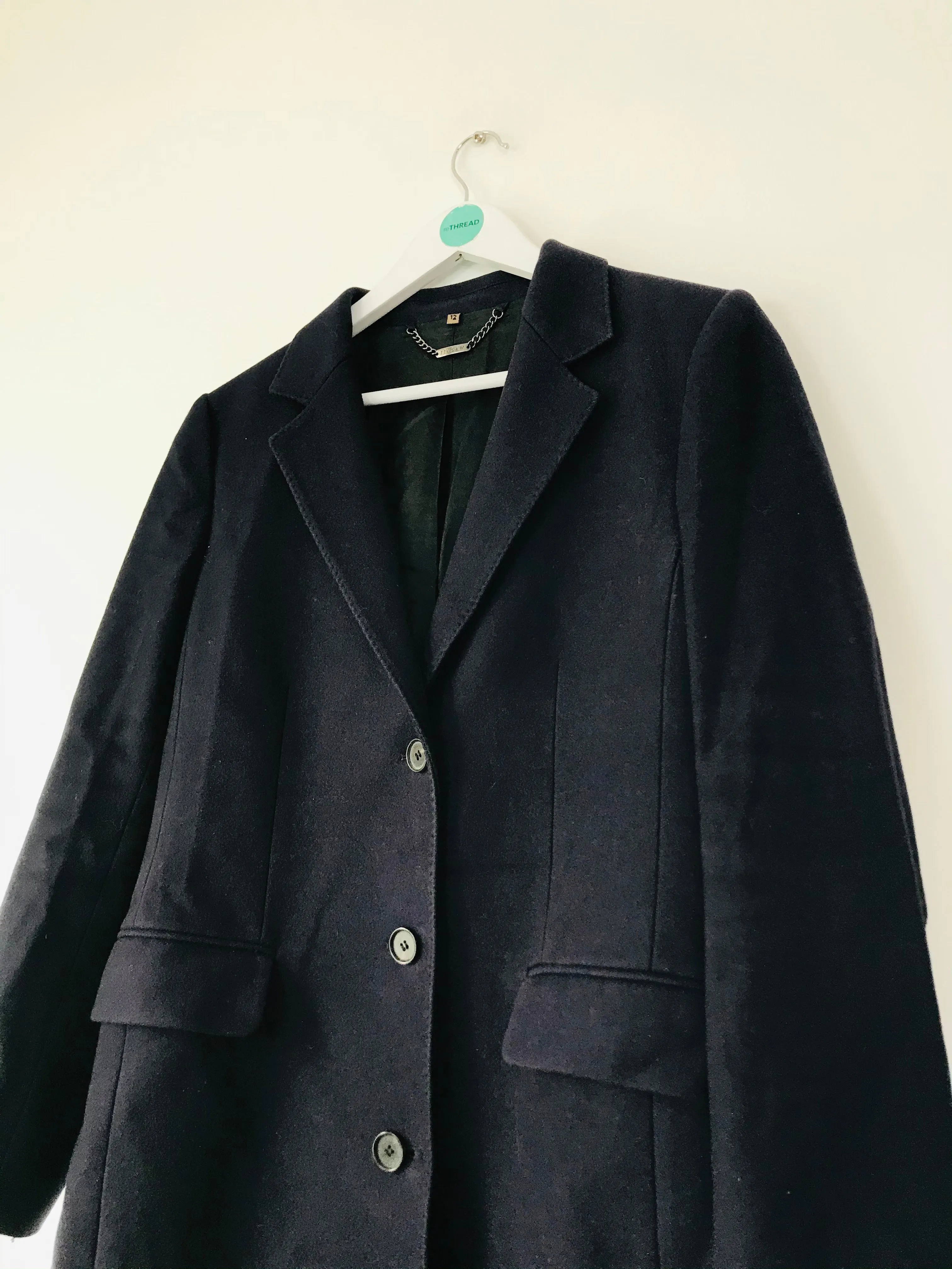 Jigsaw Women’s Wool Blend Pea Coat | UK12 | Navy
