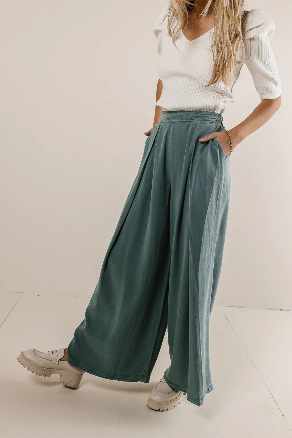 Katie Wide Leg Pants in Teal - FINAL SALE