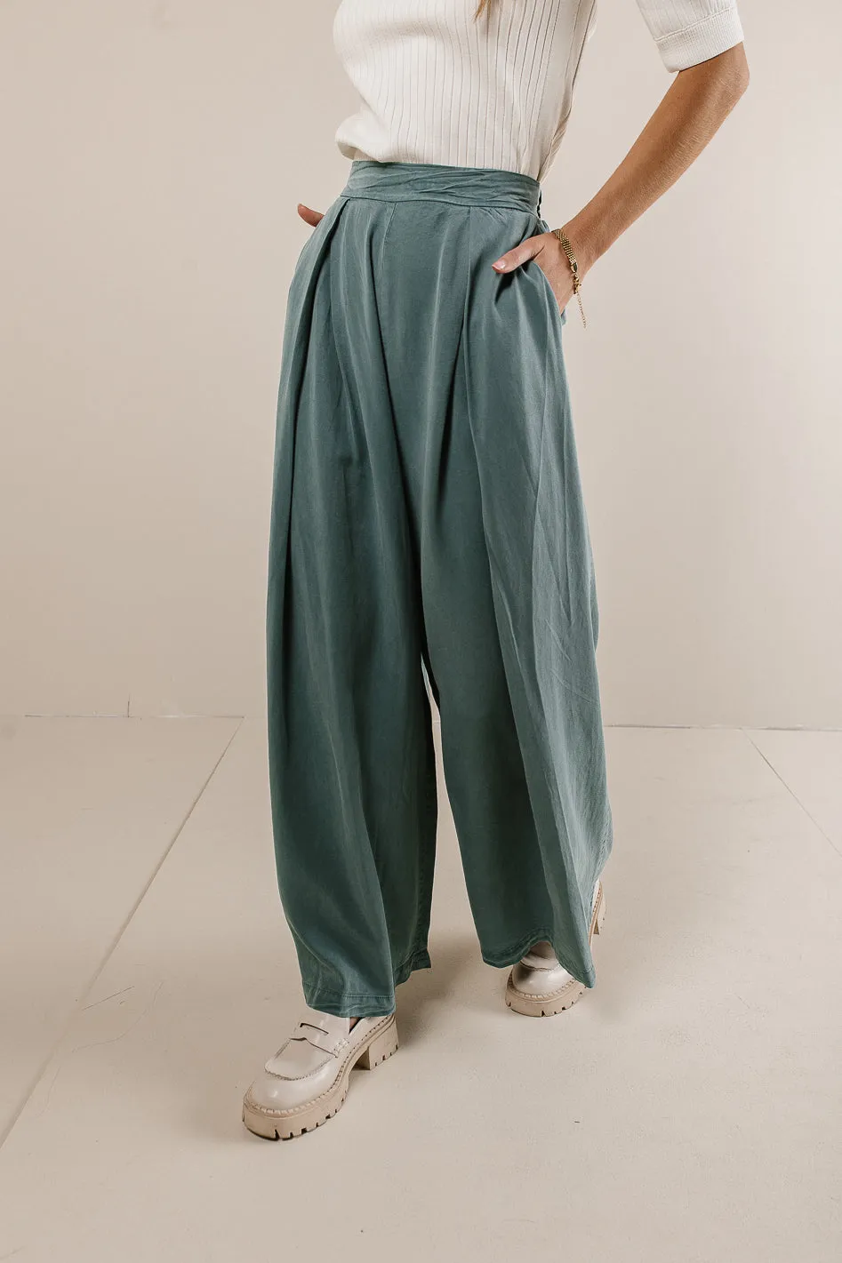 Katie Wide Leg Pants in Teal - FINAL SALE