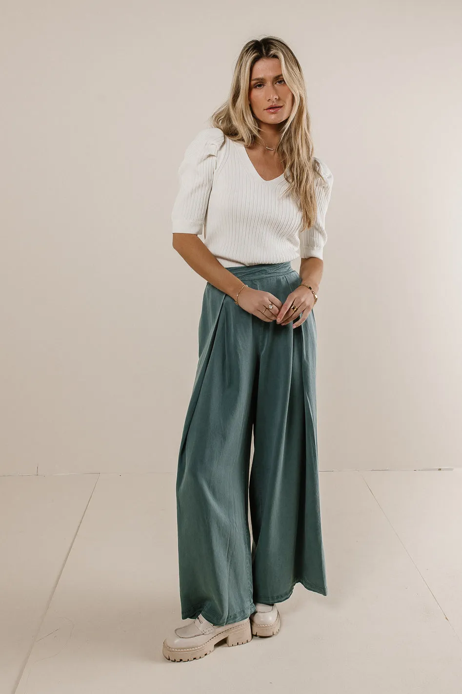 Katie Wide Leg Pants in Teal - FINAL SALE