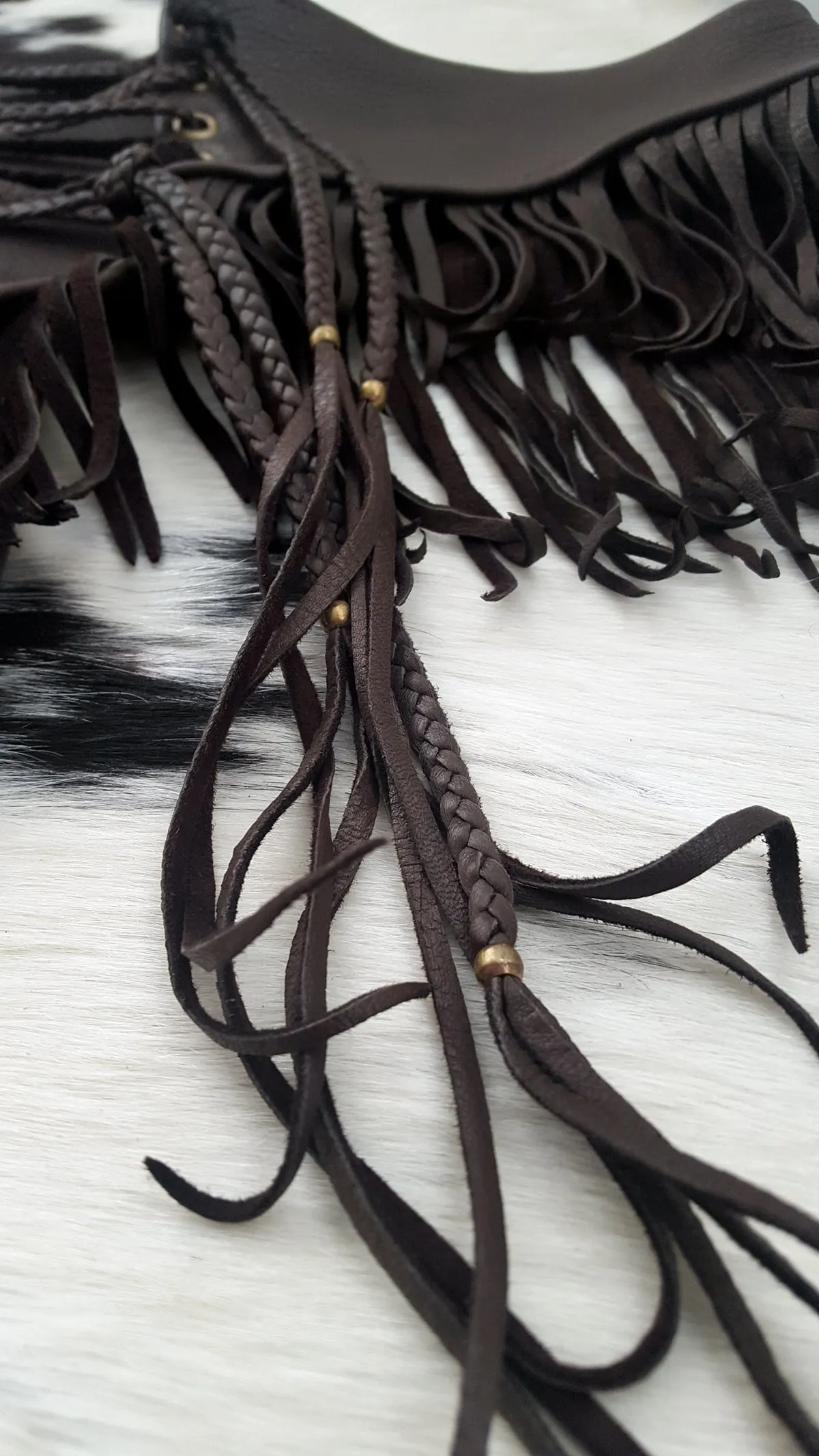 Kyra Leather Bikini Set, Fringe Booty Shorts and Bikini Top | Deerskin Lace Up Front Top & Bottom