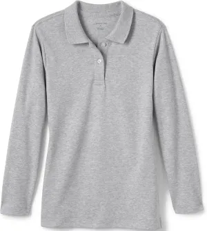 Lands' End School Uniform Girls Long Sleeve Feminine Fit Interlock Polo Shirt