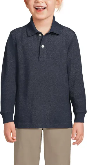 Lands' End School Uniform Kids Long Sleeve Mesh Polo Shirt