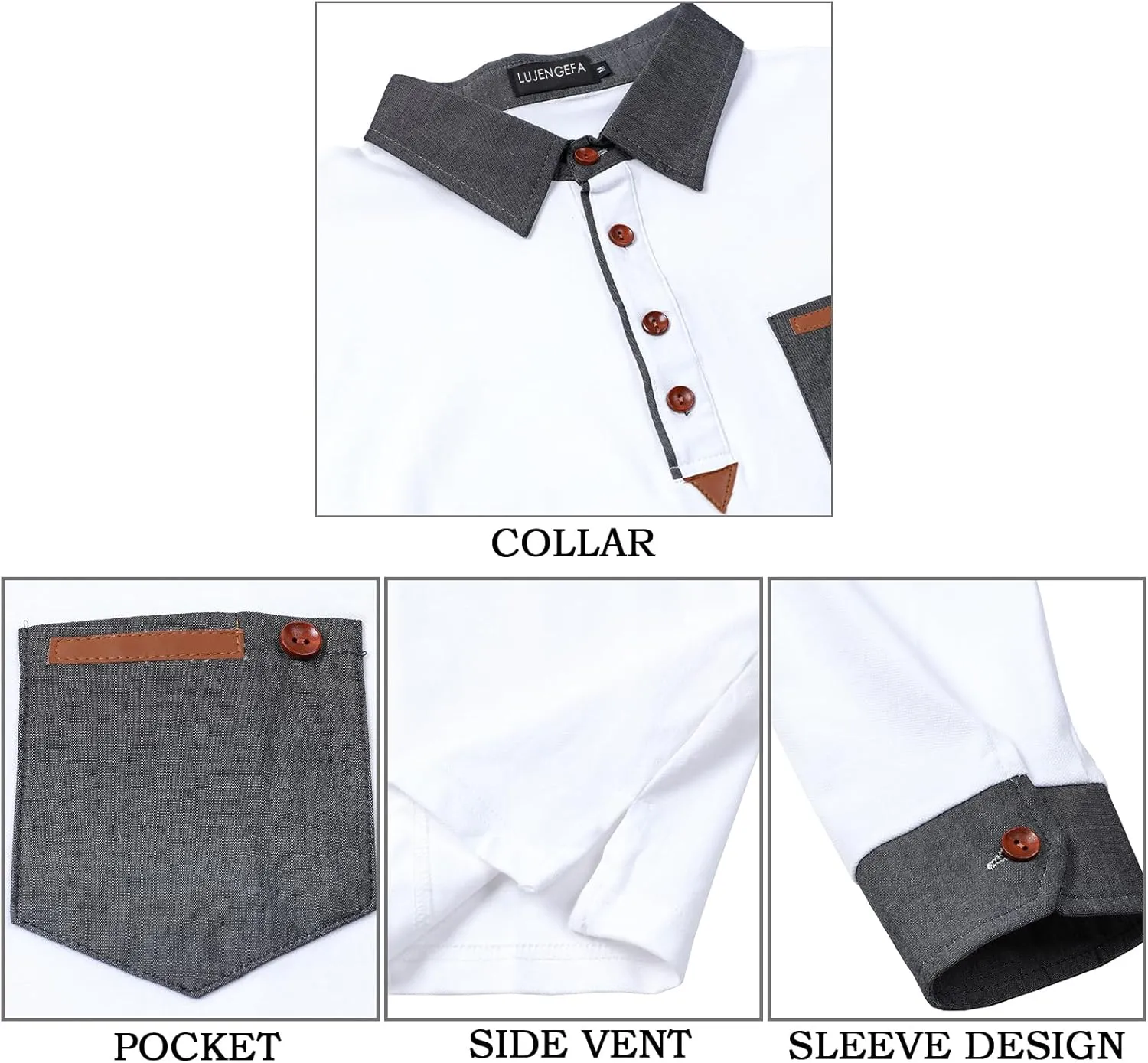 Long Sleeve Polo Shirts for Men Stylish Patchwork Contrasting Color Golf Polos Cotton Polo Shirt Tops with Pocket