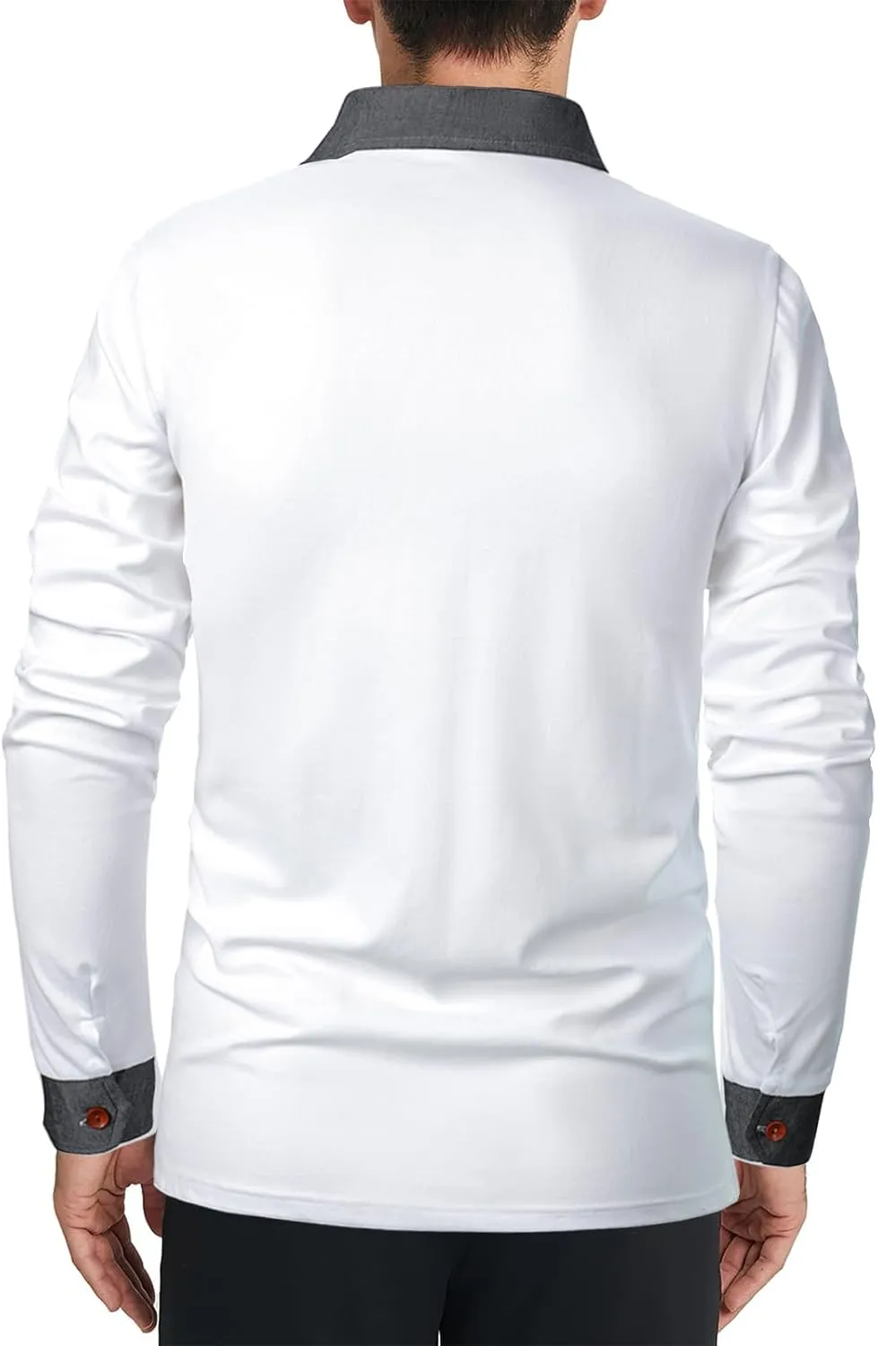 Long Sleeve Polo Shirts for Men Stylish Patchwork Contrasting Color Golf Polos Cotton Polo Shirt Tops with Pocket