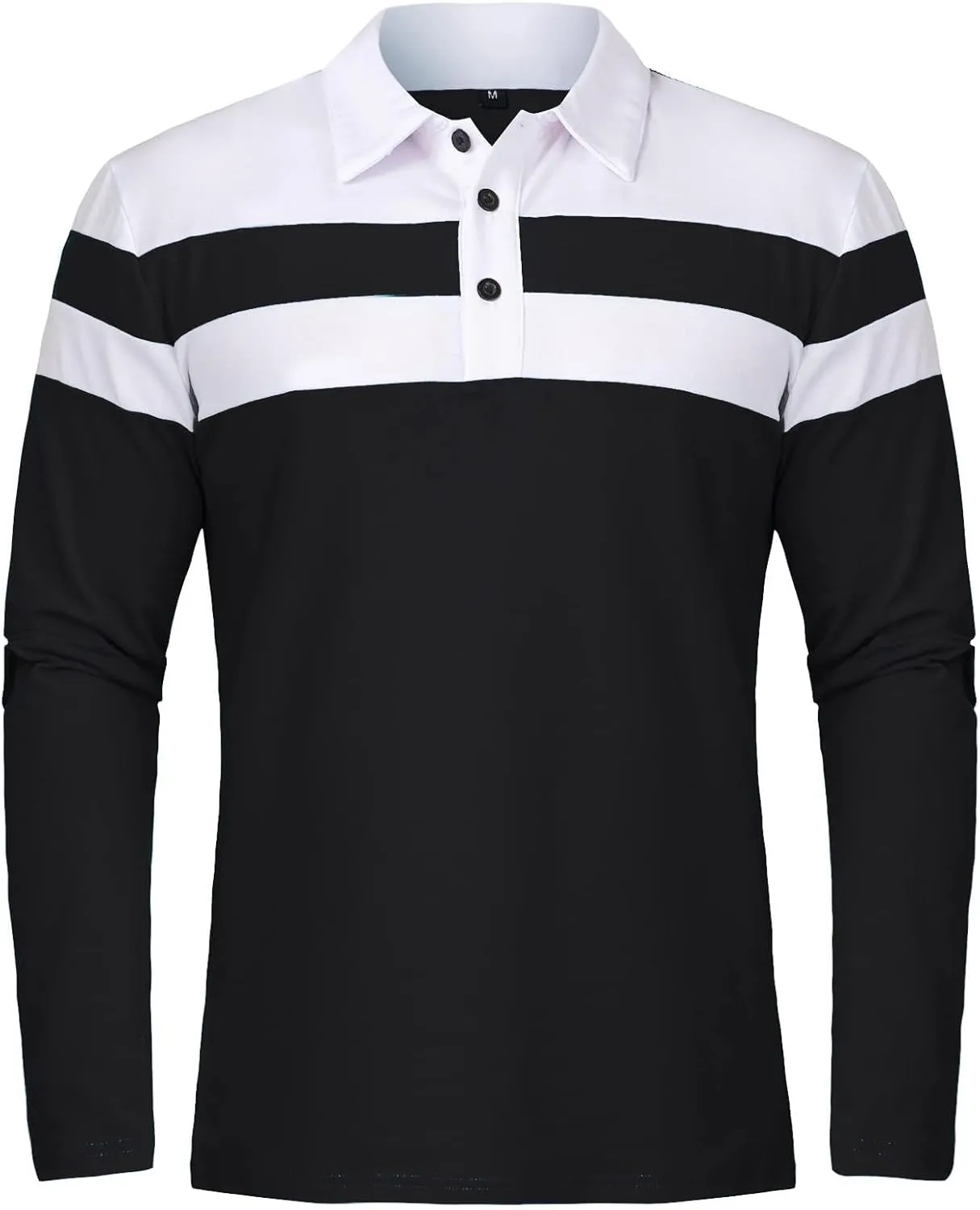 MANSDOUR Men's Polo Shirts Casual Cotton Slim Fit Long Sleeve and Short Sleeve Polo Shirt Patchwork Collared Work Golf Shirt
