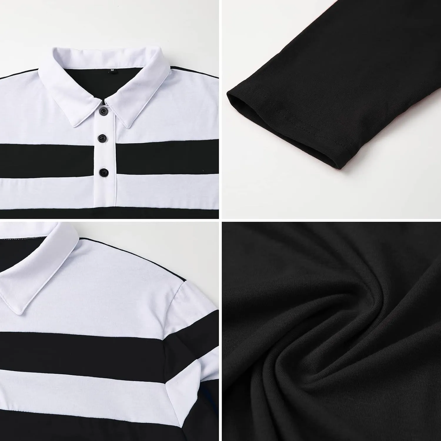MANSDOUR Men's Polo Shirts Casual Cotton Slim Fit Long Sleeve and Short Sleeve Polo Shirt Patchwork Collared Work Golf Shirt