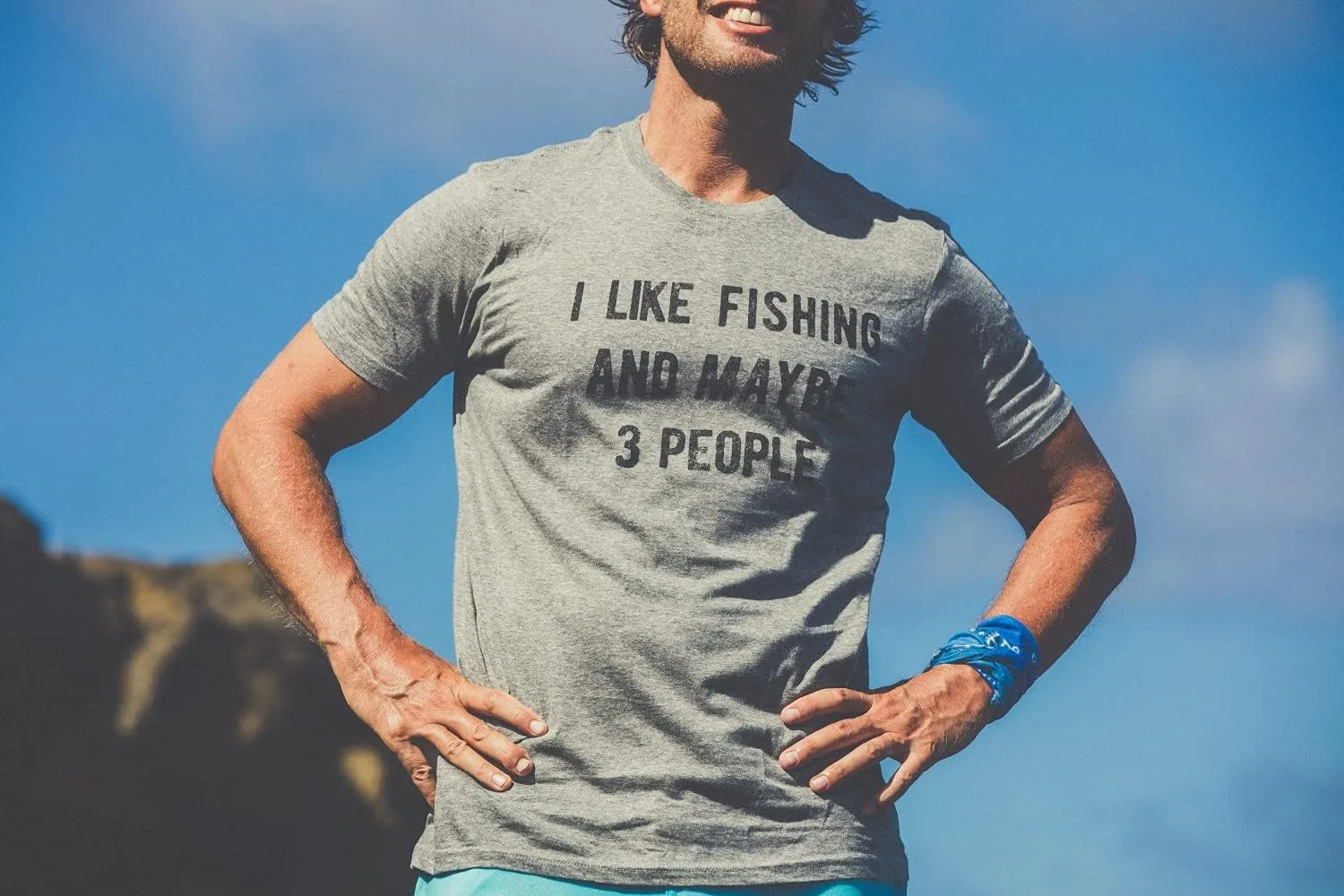 Mens I Like Fishing and Maybe 3 People T Shirt Funny Hunting Graphic Gift Dad