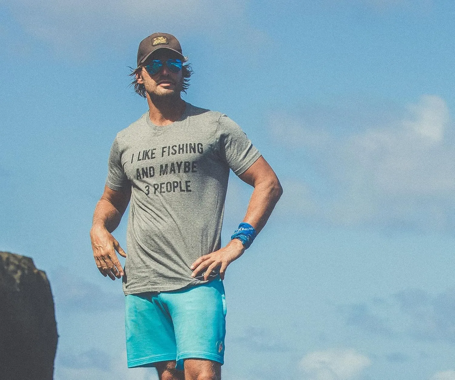 Mens I Like Fishing and Maybe 3 People T Shirt Funny Hunting Graphic Gift Dad