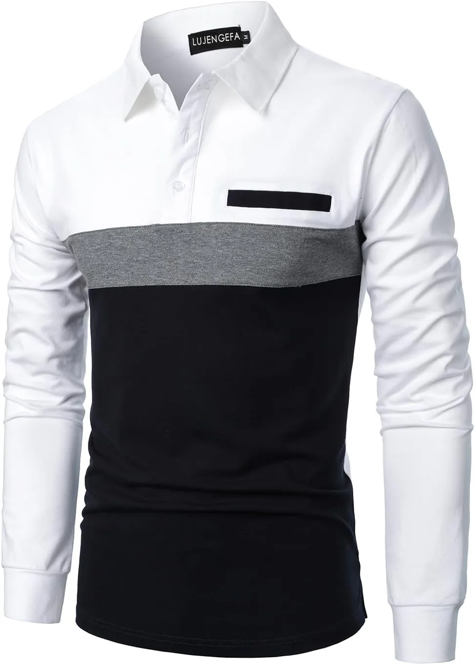 Mens Polo Shirts Short/Long Sleeve Casual Color Block Golf Polo T Shirt Stylish Contrast Collar Cotton Tops for Men