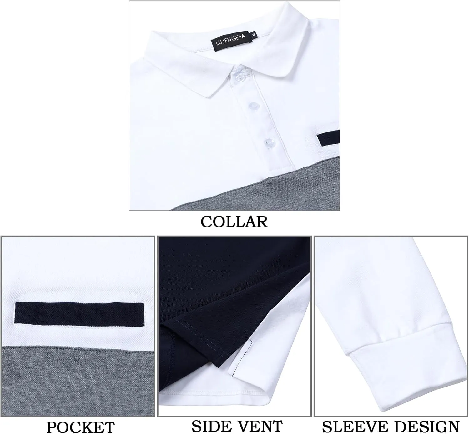 Mens Polo Shirts Short/Long Sleeve Casual Color Block Golf Polo T Shirt Stylish Contrast Collar Cotton Tops for Men