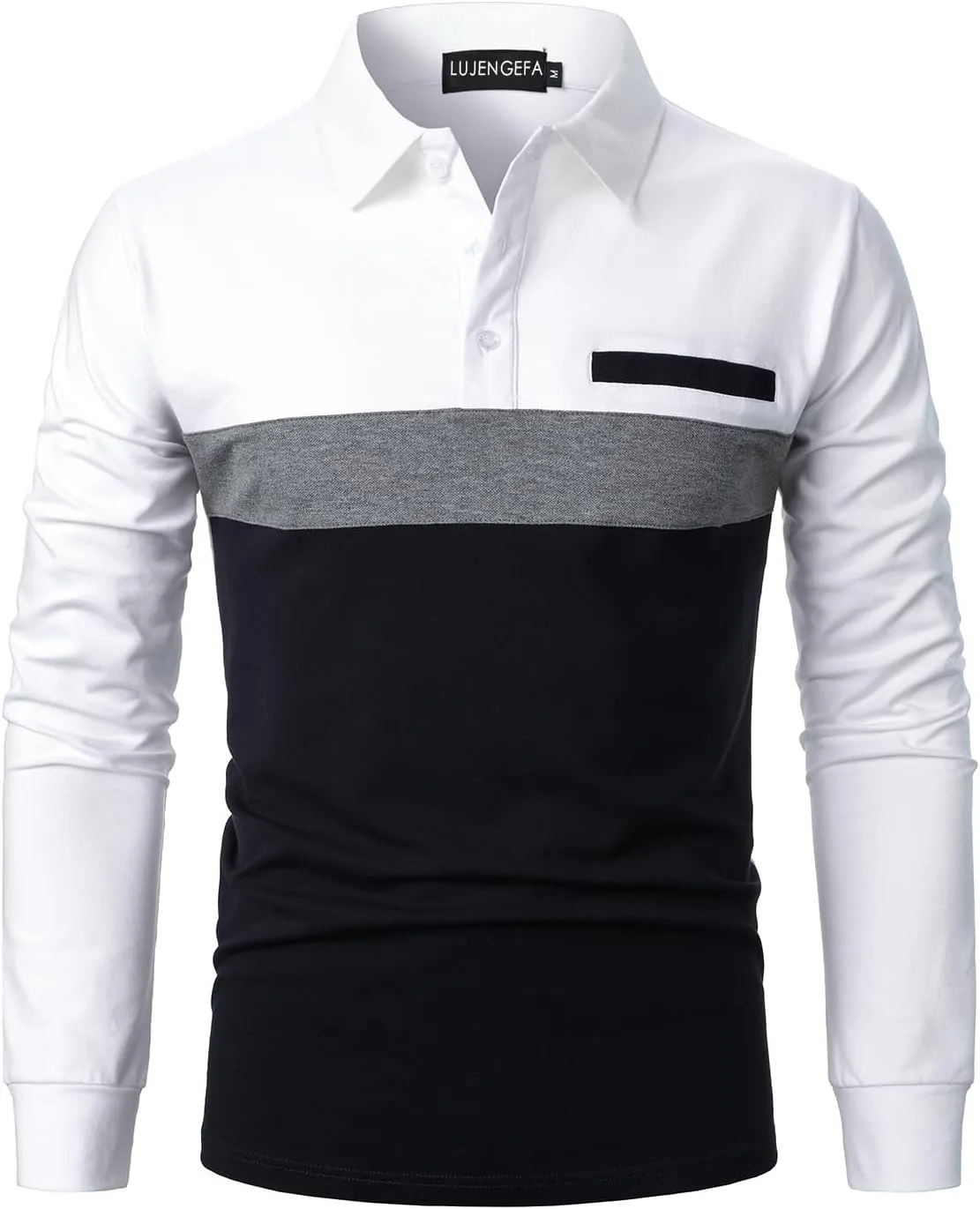 Mens Polo Shirts Short/Long Sleeve Casual Color Block Golf Polo T Shirt Stylish Contrast Collar Cotton Tops for Men