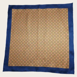 Navy Blue Orange Dot Stylish and Elegant Silk Pocket Square