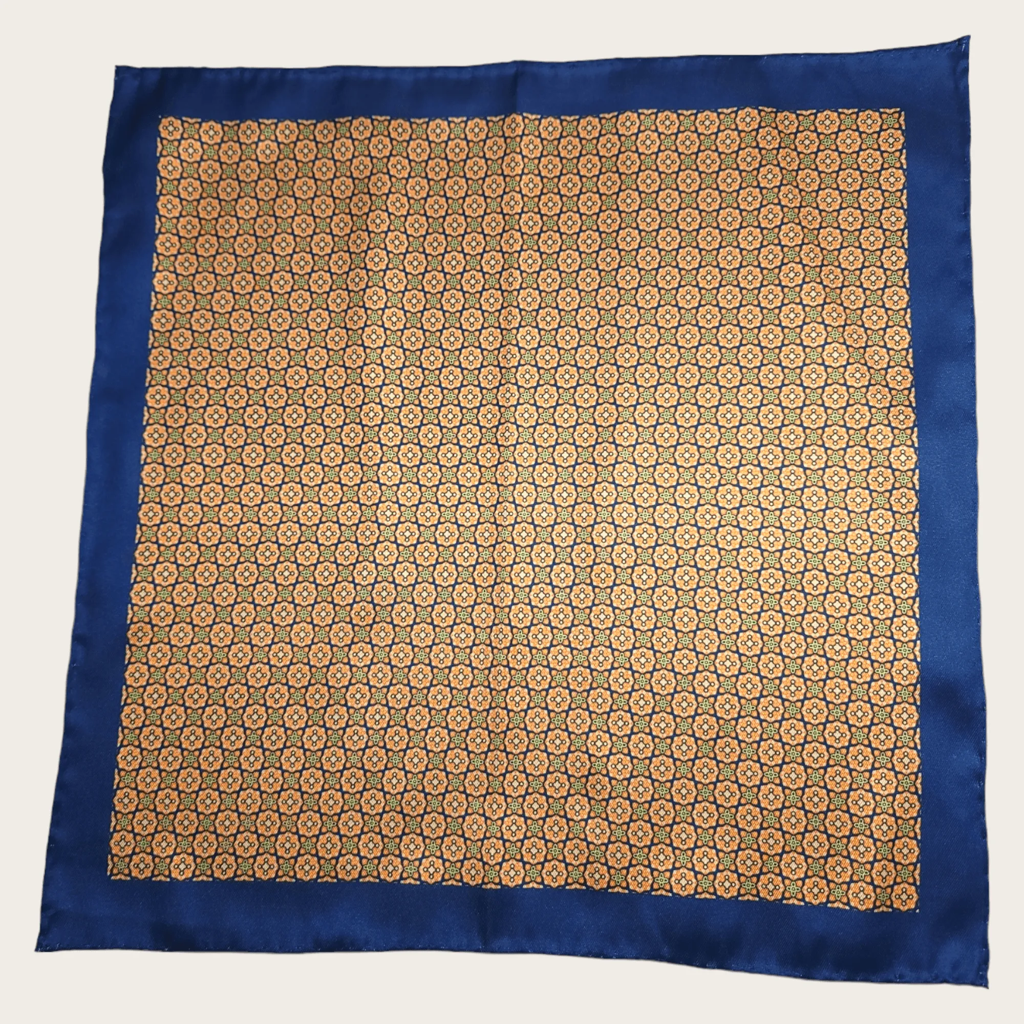 Navy Blue Orange Dot Stylish and Elegant Silk Pocket Square