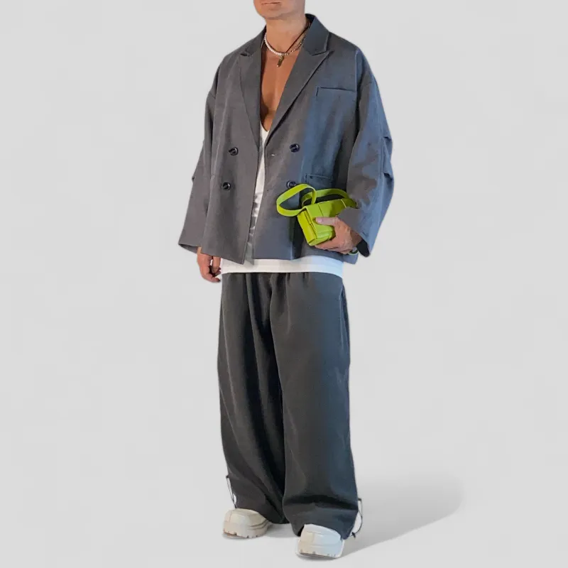 Oversized pleated wide leg pant