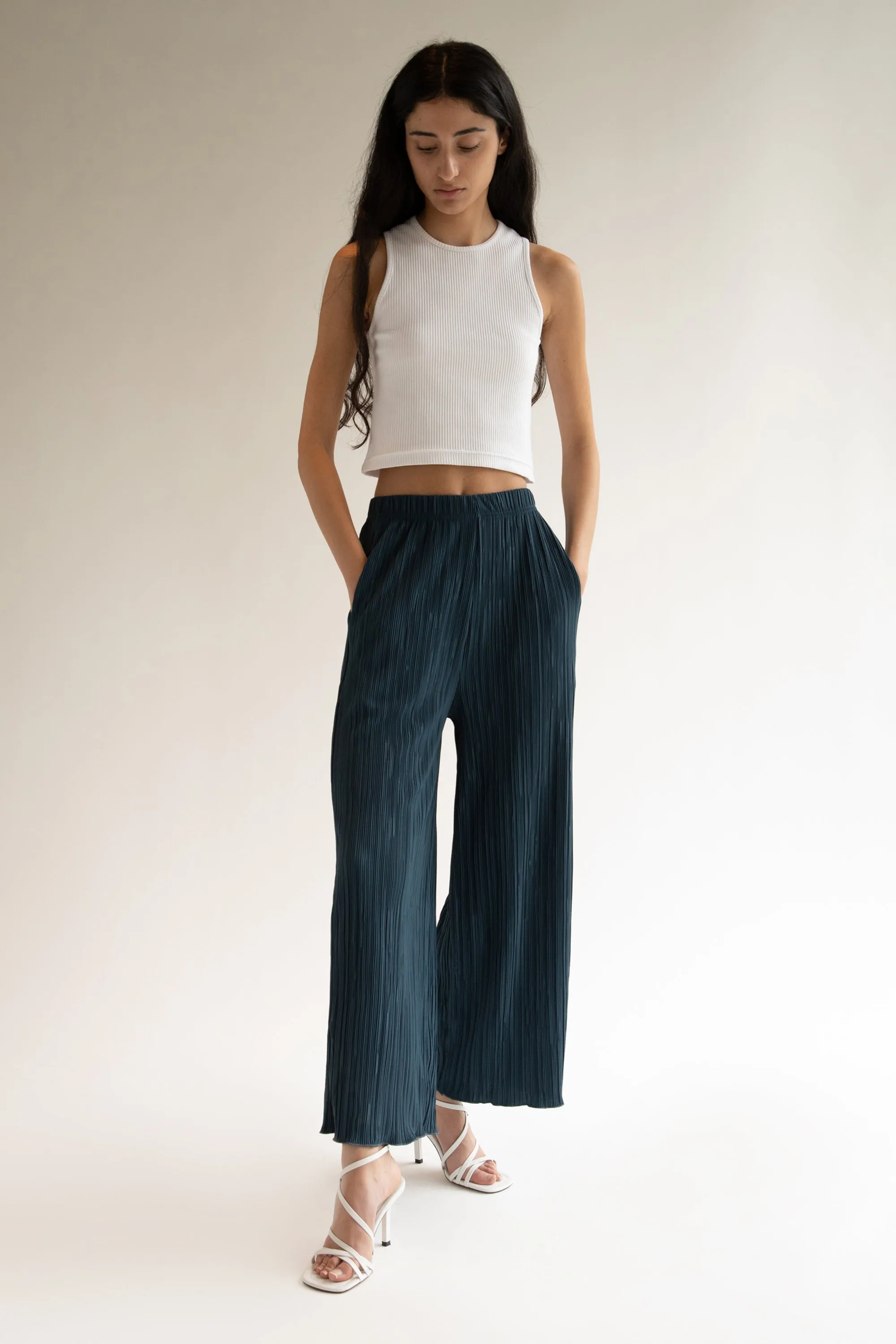 PLEATED WIDE LEG PANT