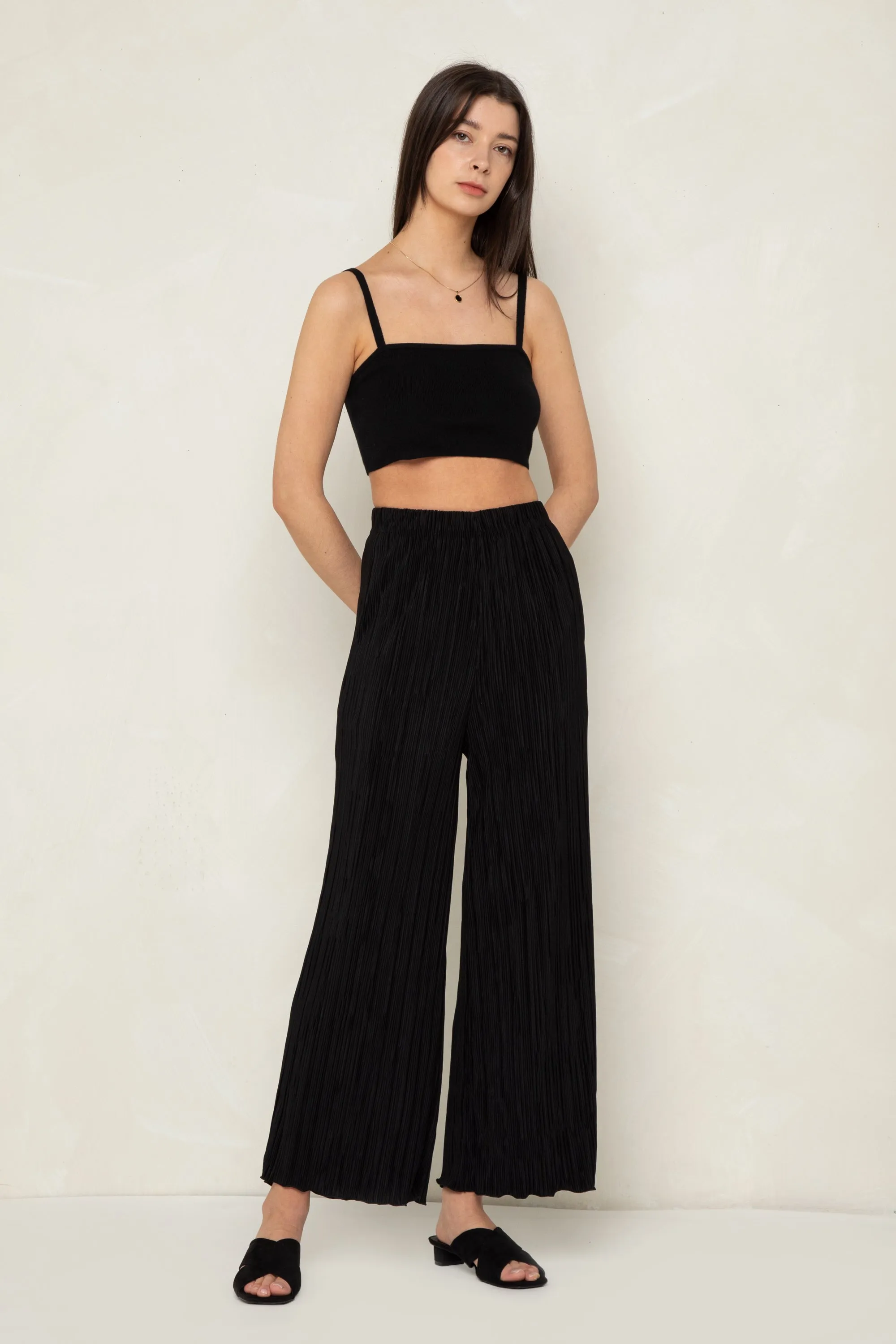 PLEATED WIDE LEG PANT