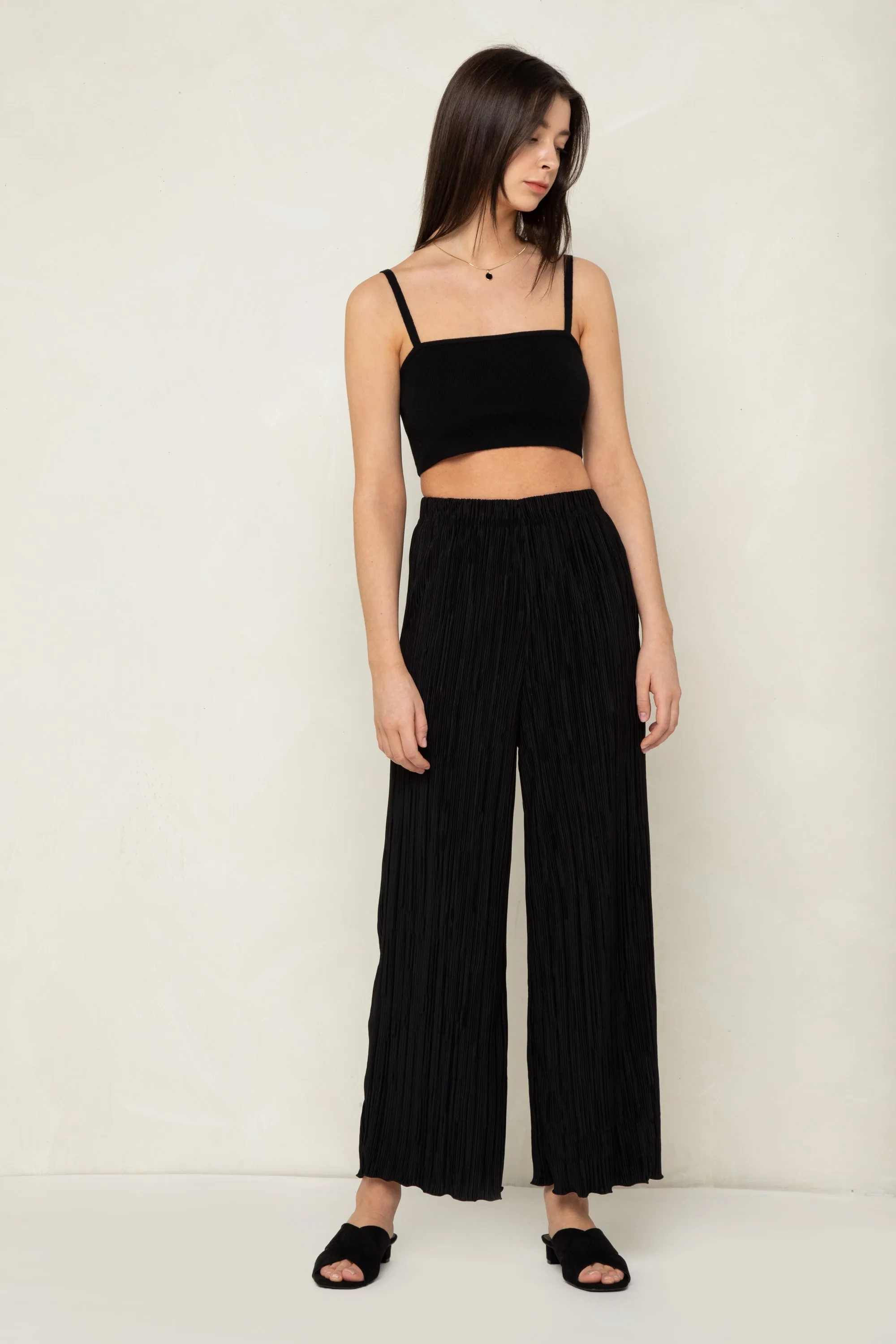 PLEATED WIDE LEG PANT
