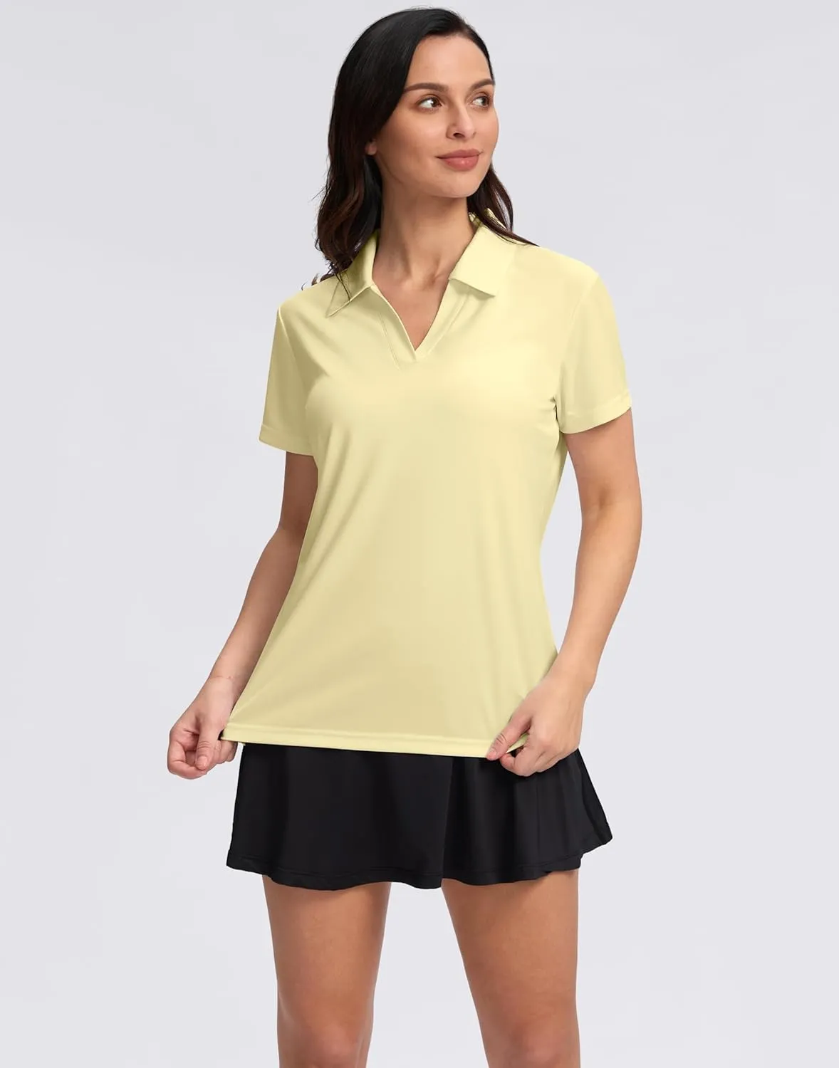 SANTINY Women's Golf Shirt Collared V-Neck Casual Work Tennis Tops UPF50  Collared Polo Shirts for Women