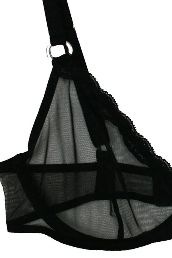 Sheer Tulle Demi Bra- Black