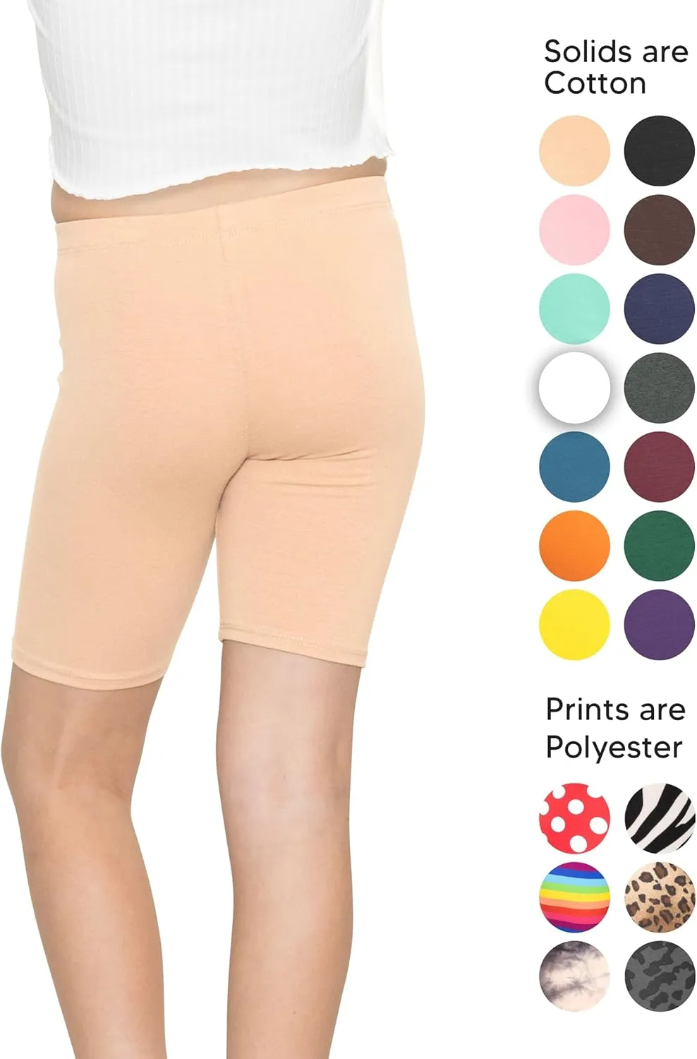 STRETCH IS COMFORT Girl's Cotton Biker Shorts and Cartwheel Shorts | Two Lengths to Choose from | Size 4-14