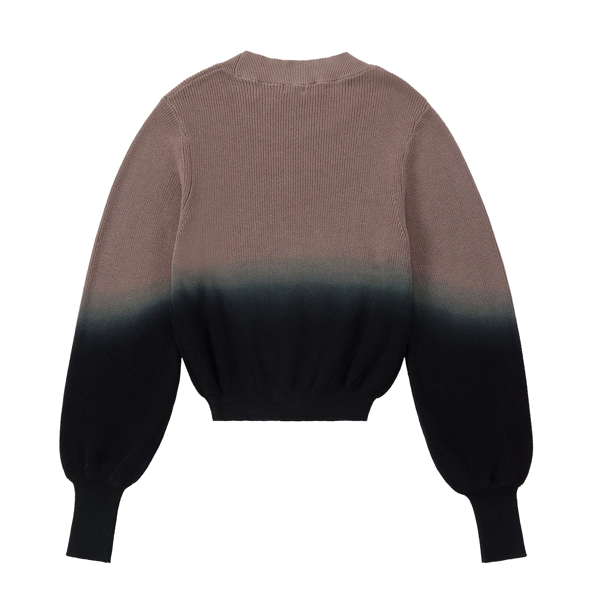 Teens Taupe and Black Ombre Chunky Ribbed Cropped Sweater
