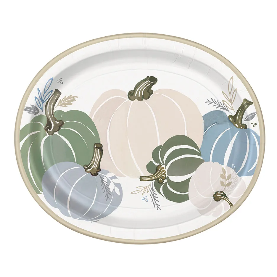 Thanksgiving Modern Pastel Oval Plate 12" | 8 ct