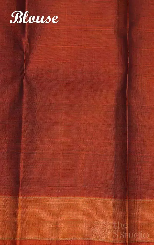 Violet vanasingharam kanchipuram silk saree with rust border