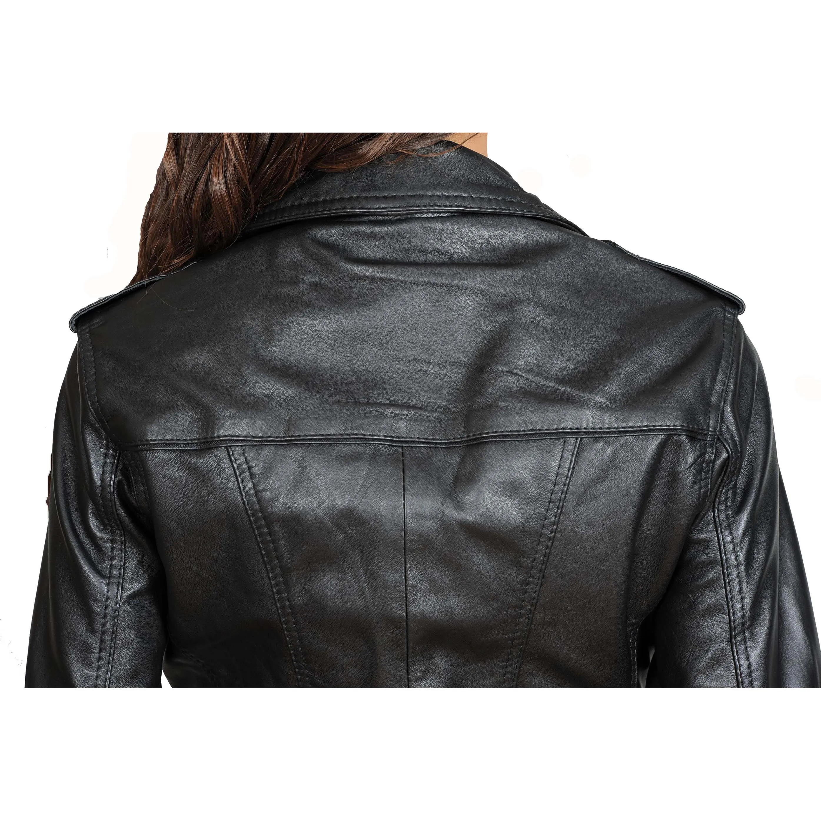 Womens Fitted Biker Style Leather Jacket Betty Black